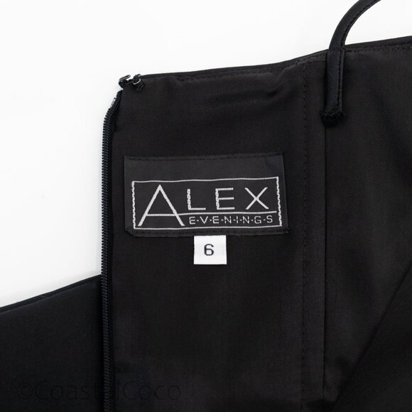 Alex Evenings Black Floor Length Gown Dress 6 Formal Wedding Slip Spaghetti Y2K - Picture 5 of 9